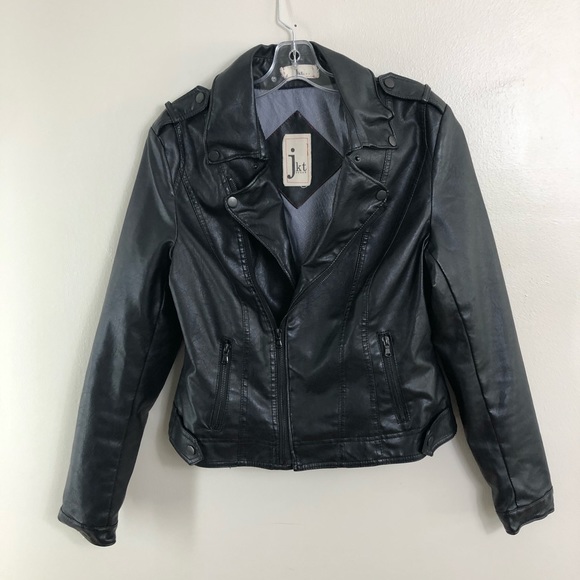 Anthro JKT Black Vegan Leather Moto Jacket Size M - Picture 4 of 8